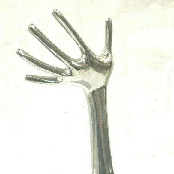 Vtg. Chrome Metal Hand Jewelry Ring Display 15" - Picture 3 of 7